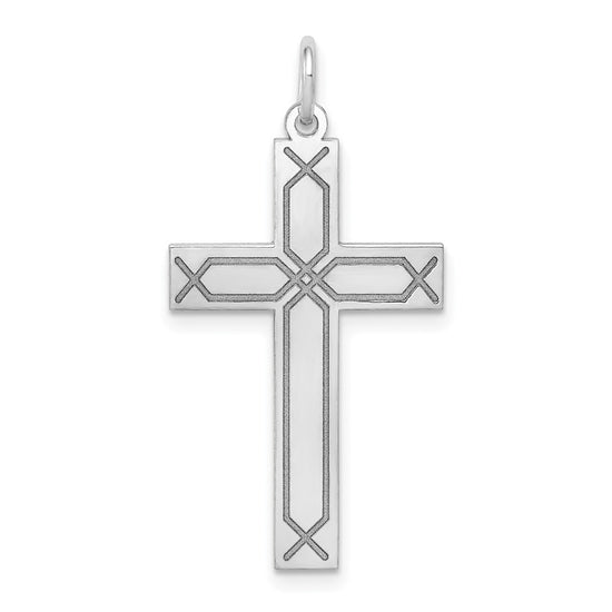 Gold Flat Laser Design Latin Cross Pendant