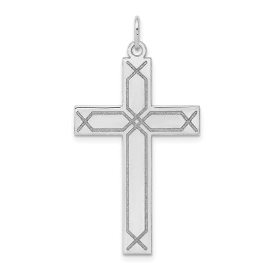 Gold Flat Laser Design Latin Cross Pendant