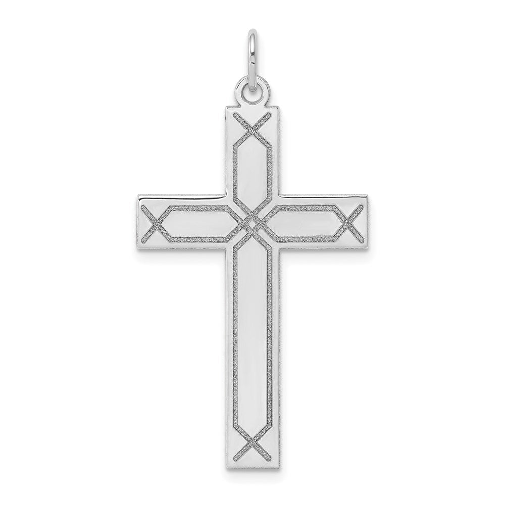Gold Flat Laser Design Latin Cross Pendant