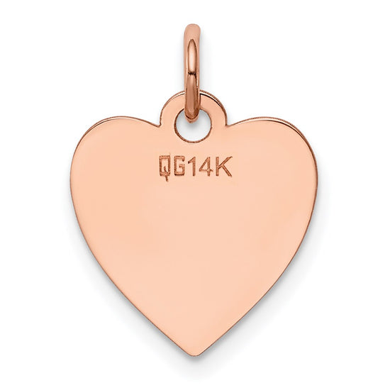 14k Rose Gold Plain .013 Gauge Engraveable Heart 15x14mm Disc Charm
