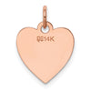14k Rose Gold Plain .013 Gauge Engraveable Heart 15x14mm Disc Charm