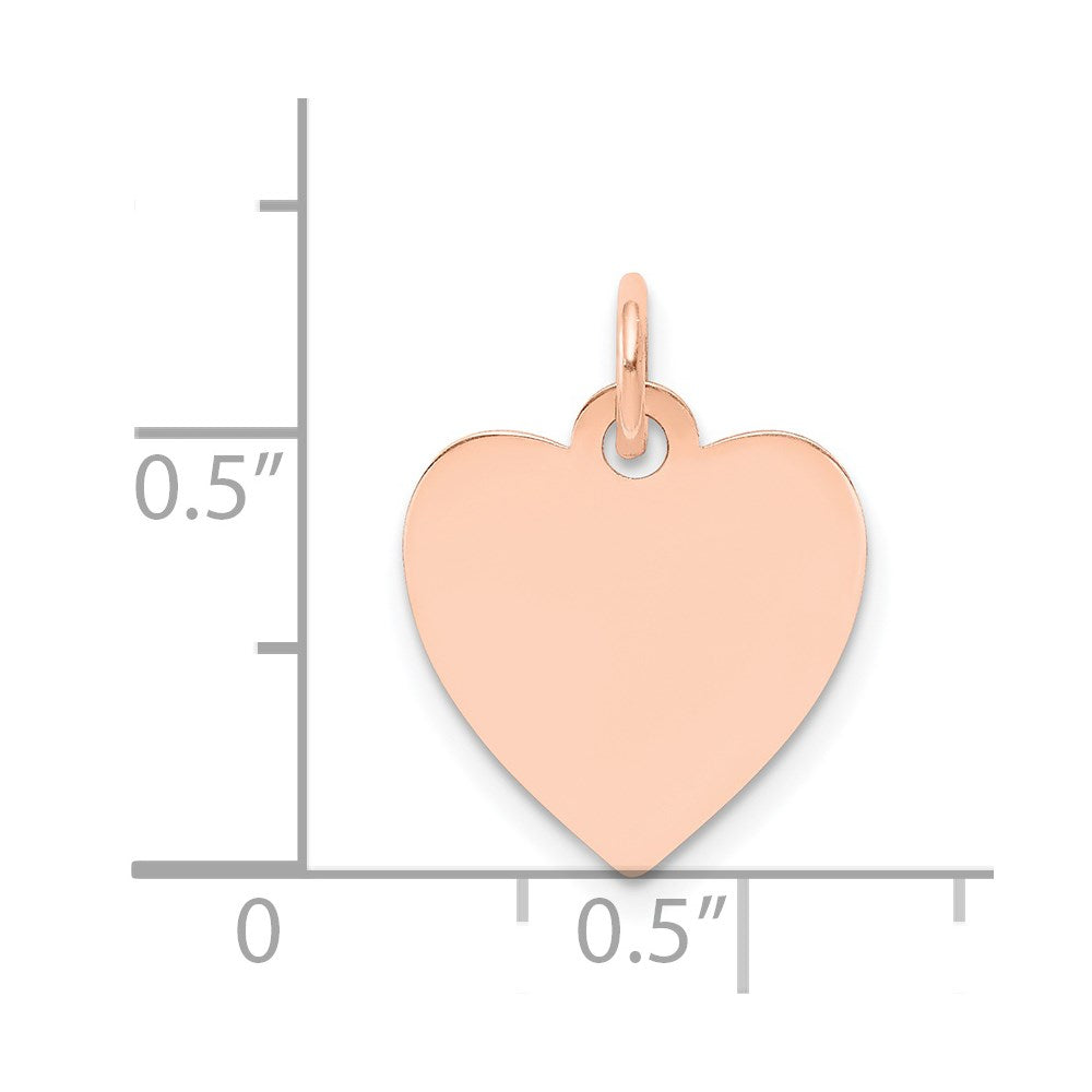 14k Rose Gold Plain .013 Gauge Engraveable Heart 15x14mm Disc Charm