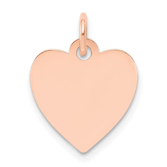 14k Rose Gold Plain .018 Gauge Engraveable Heart 15x14mm Disc Charm