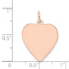 14k Rose Gold Plain .018 Gauge Engraveable Heart 21x20mm Disc Charm