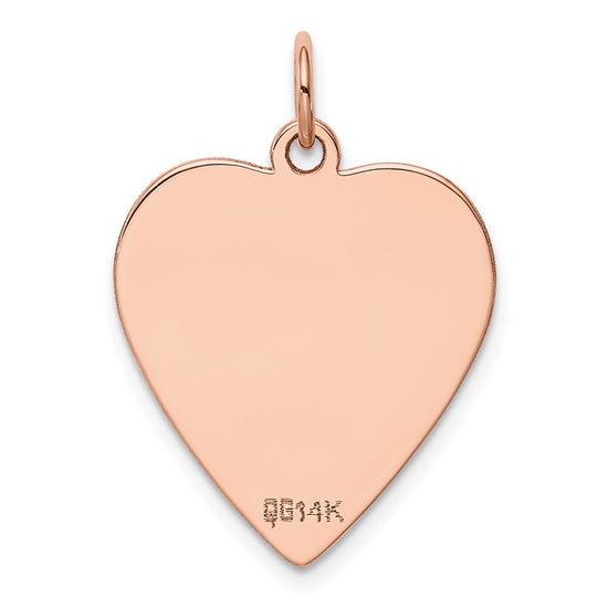14k Rose Gold Plain .027 Gauge Engraveable Heart 24x21mm Disc Charm