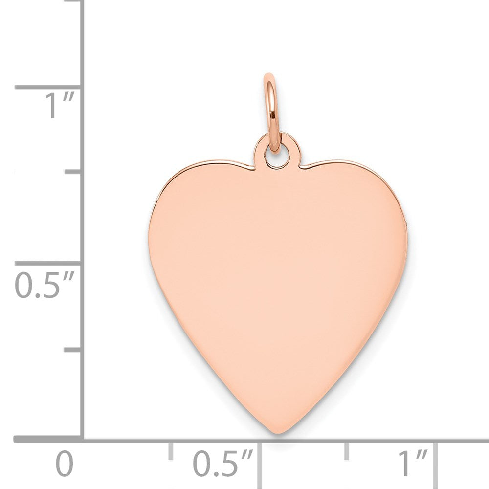 14k Rose Gold Plain .027 Gauge Engraveable Heart 24x21mm Disc Charm