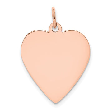 14k Rose Gold Plain .027 Gauge Engraveable Heart 24x21mm Disc Charm