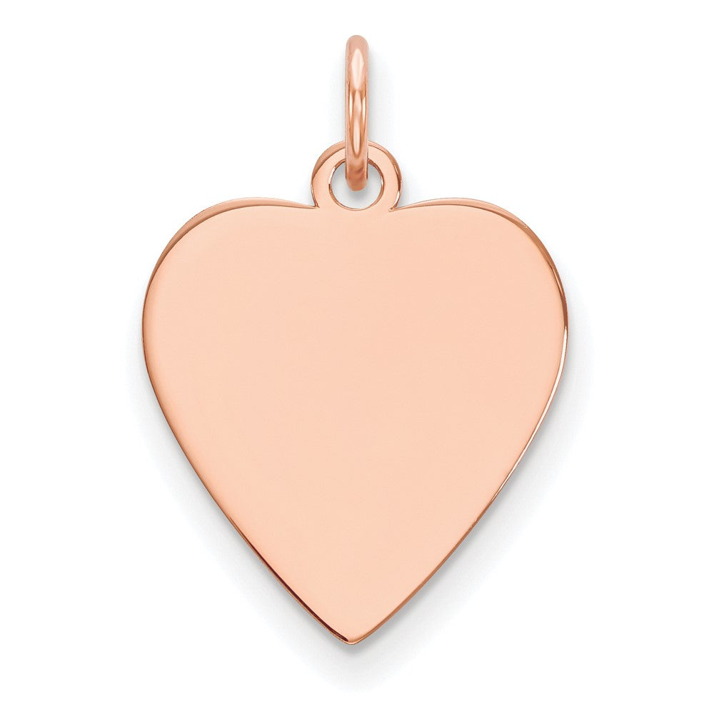 14k Rose Gold Plain .035 Gauge Engravable Heart 17x16.5mm Disc Charm