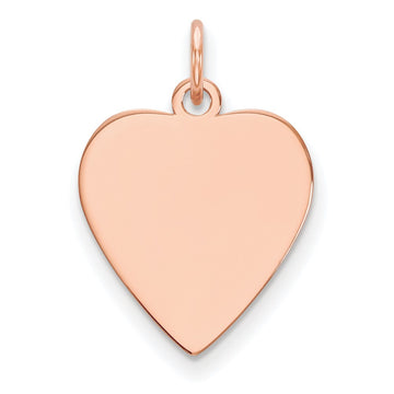 14k Rose Gold Plain .035 Gauge Engravable Heart 17x16.5mm Disc Charm