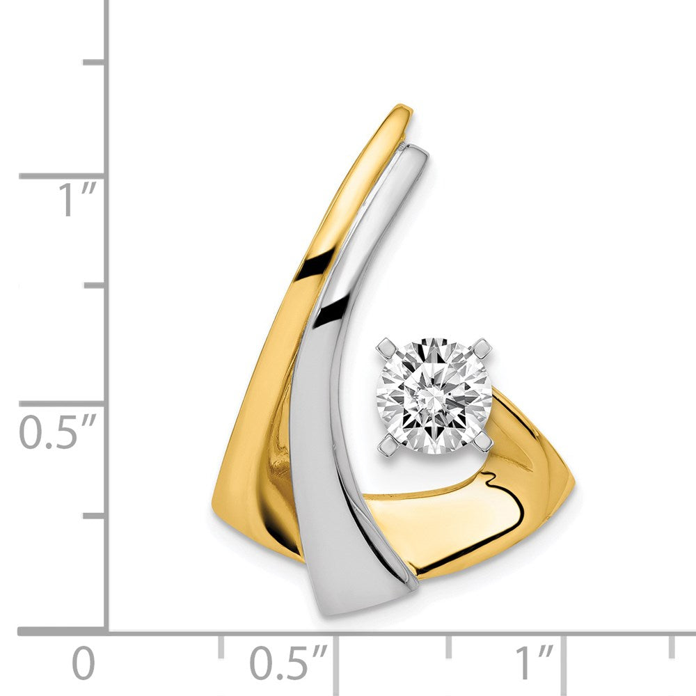 14k Two-tone Peg-Set Diamond Slide Mounting Fits up to 2mm Regular/6mm Fancy or Reversible Omega
