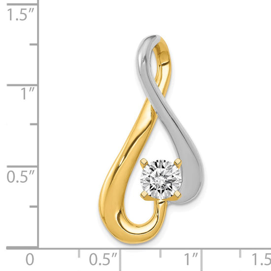 14k Two-tone Fancy Peg-Set Diamond Slide Mounting Fits up to 6mm Regular/Fancy/Reversible Omega