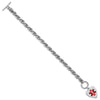 Sterling Silver RH-pltd Engraveable Enamel Heart Medical ID Bracelet