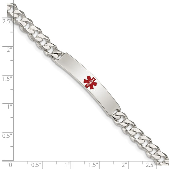 Sterling Silver Polished Medical Curb Link ID Bracelet