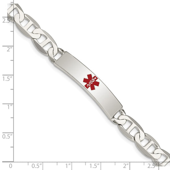 Sterling Silver Polished Medical Anchor Link ID Bracelet