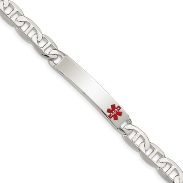 Sterling Silver Polished Medical Anchor Link ID Bracelet