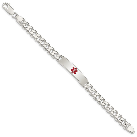 Sterling Silver Polished Medical Curb Link ID Bracelet