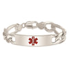 Sterling Silver Polished Medical Figaro Anchor Link ID Bracelet