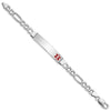 Sterling Silver Rhodium-plated Medical ID Figaro Link Bracelet