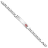 Sterling Silver Rhodium-plated Medical ID Curb Link Bracelet