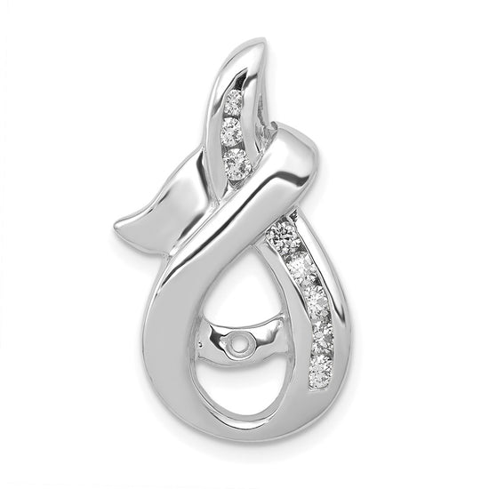 14k White Gold Peg-set AAA Diamond Semi-Mount Slide Fits up to 6mm Regular/8mm Fancy or Reversible Omega
