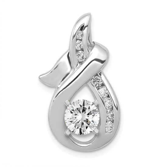 14k White Gold Peg-set VS Diamond Semi-Mount Slide Fits up to 6mm Regular/8mm Fancy or Reversible Omega