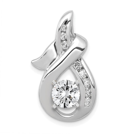 14k White Gold Peg-set VS Diamond Semi-Mount Slide Fits up to 6mm Regular/8mm Fancy or Reversible Omega