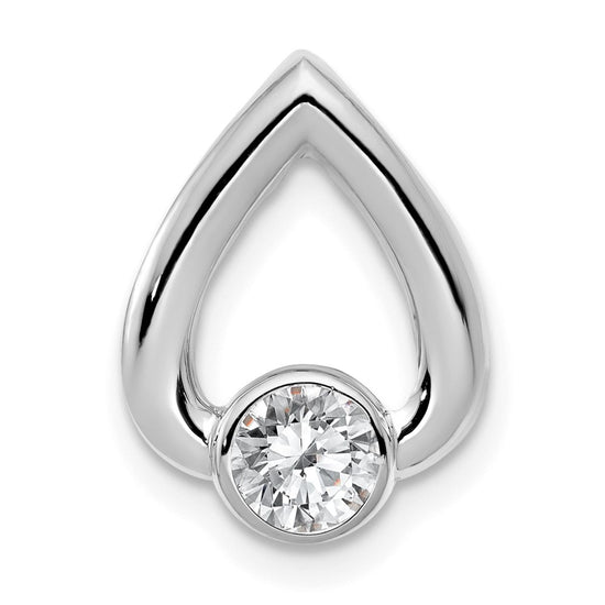 14k White Gold Holds 4mm Stone Teardrop Chain Slide Mounting