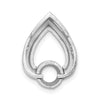 14k White Gold Holds 5mm Stone Teardrop Chain Slide Mounting