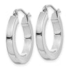 14k White Gold 3x20mm Polished Square Tube Hoop Earrings