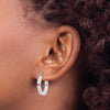 14k White Gold 3x20mm Polished Square Tube Hoop Earrings