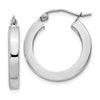 14k White Gold 3x20mm Polished Square Tube Hoop Earrings