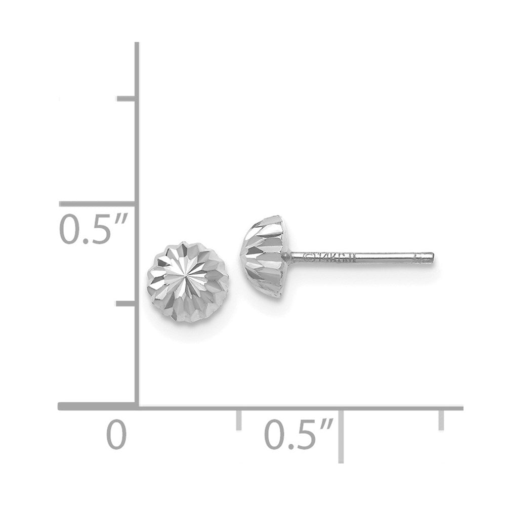 14k White Gold 5mm Polished Diamond-cut Half Ball Post Earrings
