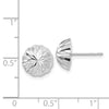 14k White Gold 10mm Polished Diamond-cut Half Ball Post Earrings