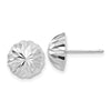 14k White Gold 10mm Polished Diamond-cut Half Ball Post Earrings