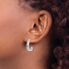 14k White Gold Polished J-Hoop Earring Jackets