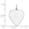 14k White Gold Plain .035 Gauge Engravable Heart 21x18mm Disc Charm