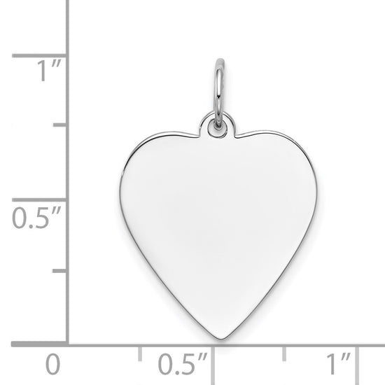 14k White Gold Plain .027 Gauge Engravable Heart 21x18mm Disc Charm