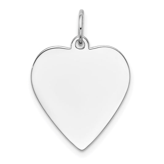14k White Gold Plain .011 Gauge Engravable Heart 21x18mm Disc Charm