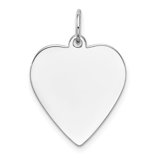14k White Gold Plain .027 Gauge Engravable Heart 21x18mm Disc Charm