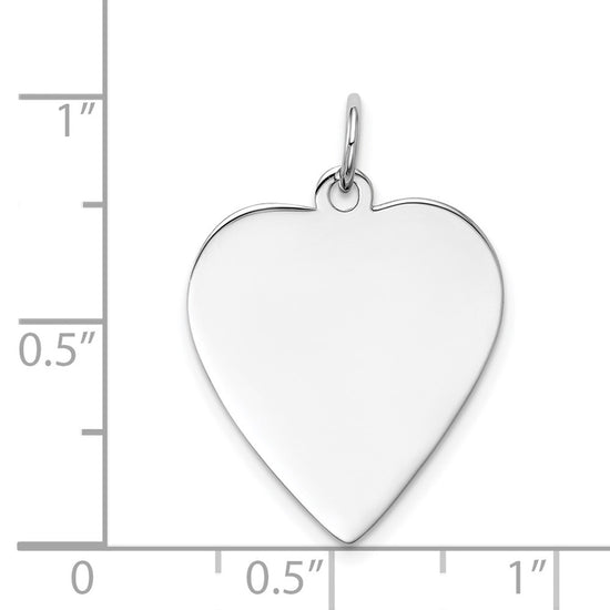 14k White Gold Plain .011 Gauge Engravable Heart 23x19mm Disc Charm