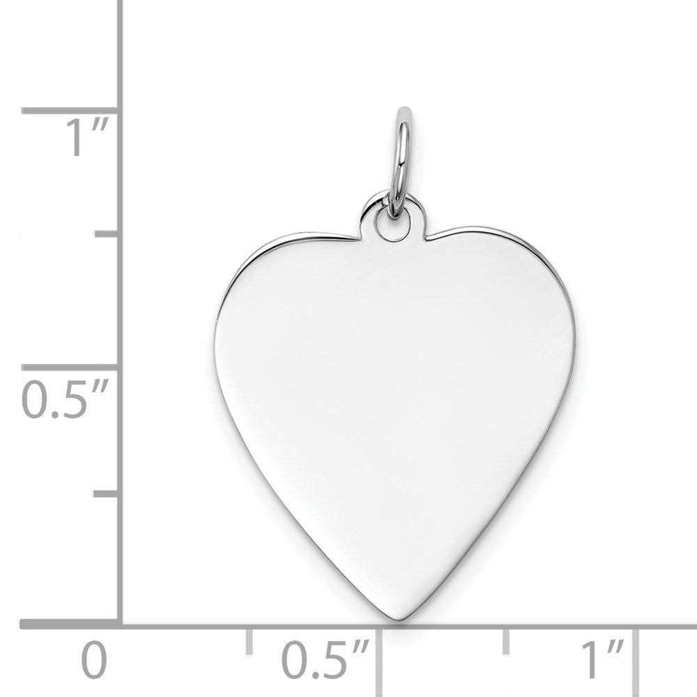 14k White Gold Plain .011 Gauge Engravable Heart 23x19mm Disc Charm