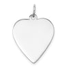 14k White Gold Plain .011 Gauge Engravable Heart 23x19mm Disc Charm