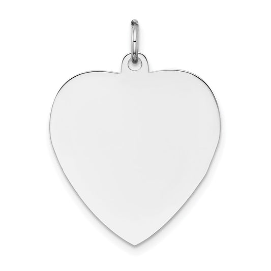 14k White Gold Plain .035 Gauge Engravable Heart 24x21mm Disc Charm