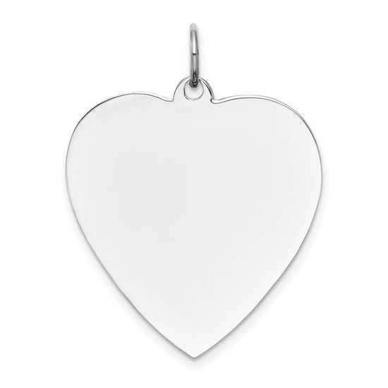 14k White Gold Plain .027 Gauge Engravable Heart 27x24mm Disc Charm