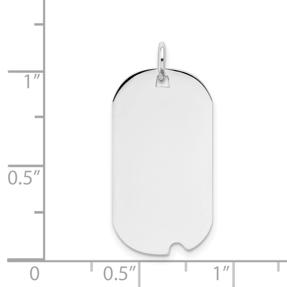 14k White Gold Plain 24.5x13.2mm .027 Gauge Engravable Dog Tag w/Notch Disc
