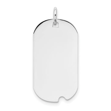 14k White Gold Plain 24.5x13.2mm .027 Gauge Engravable Dog Tag w/Notch Disc