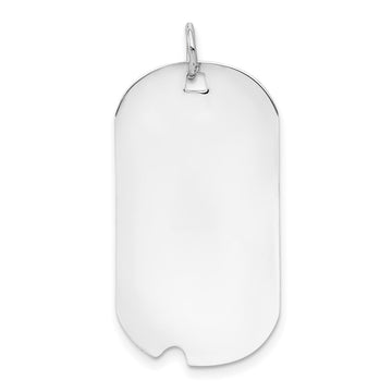 14k White Gold Plain 30x16mm .035 Gauge Engravable Dog Tag w/Notch Disc