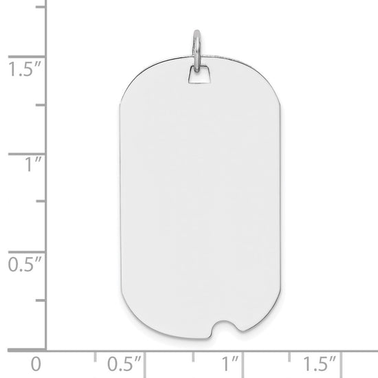 14k White Gold Plain 36.8x20.8mm .018 Gauge Engravable Dog Tag w/Notch Disc