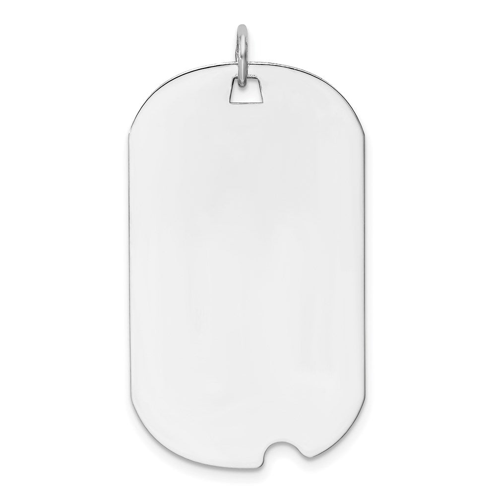 14k White Gold Plain 36.8x20.8mm .035 Gauge Engravable Dog Tag w/Notch Disc