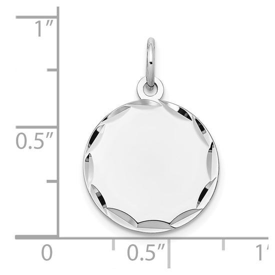14k White Gold Etched Edge .009 Gauge Engraveable Round 16mm Disc Charm